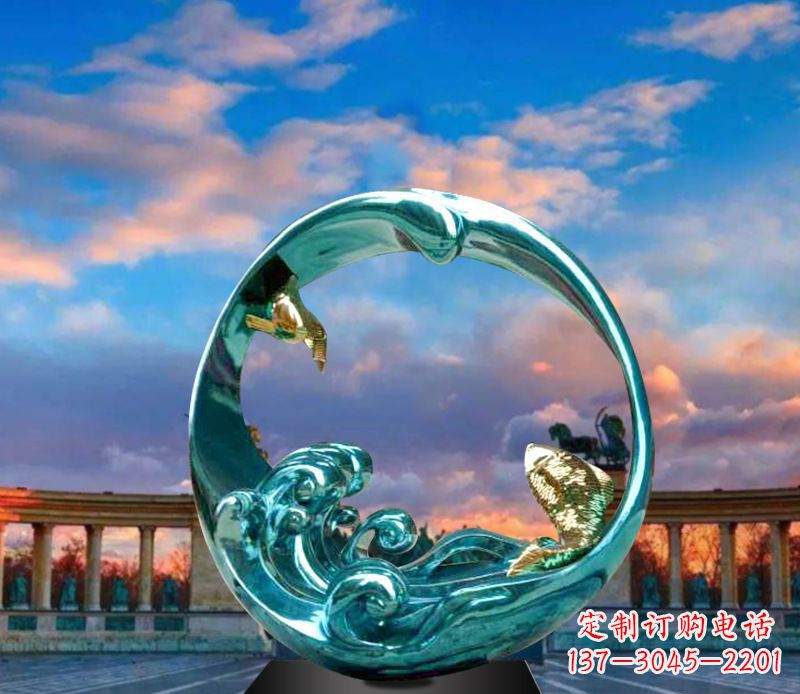 湖南城市不锈钢彩银圆环景观雕塑
