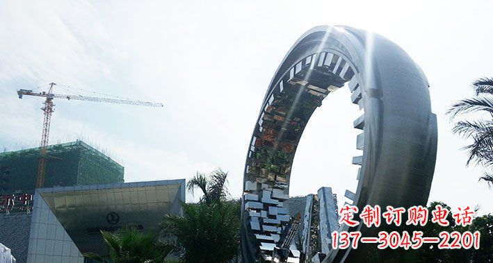 湖南城市不锈钢抽象圆环雕塑