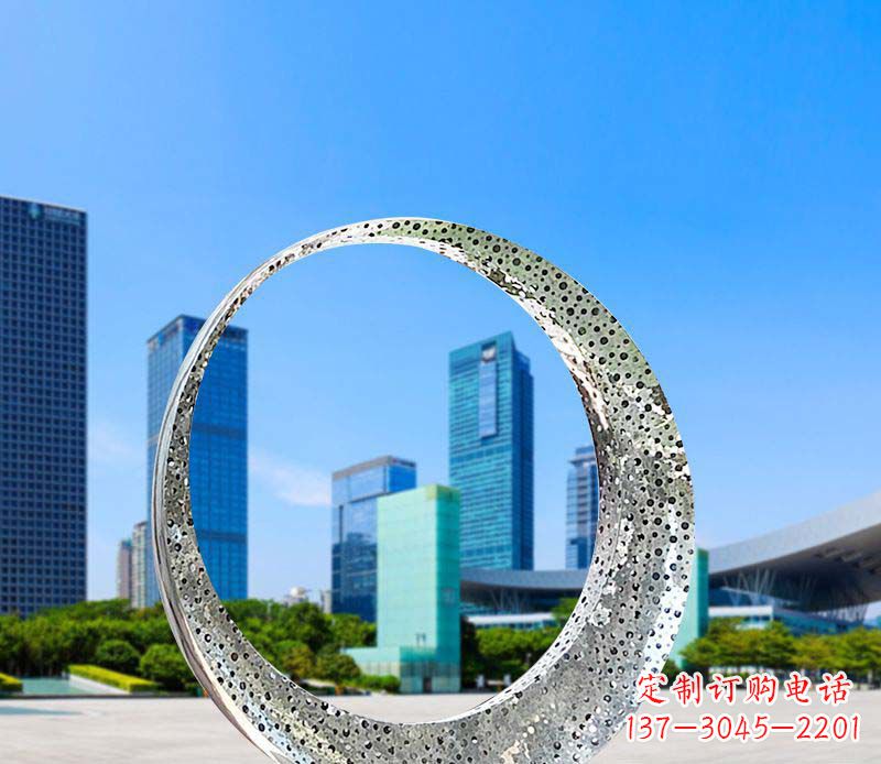 湖南城市不锈钢灯饰圆环景观雕塑