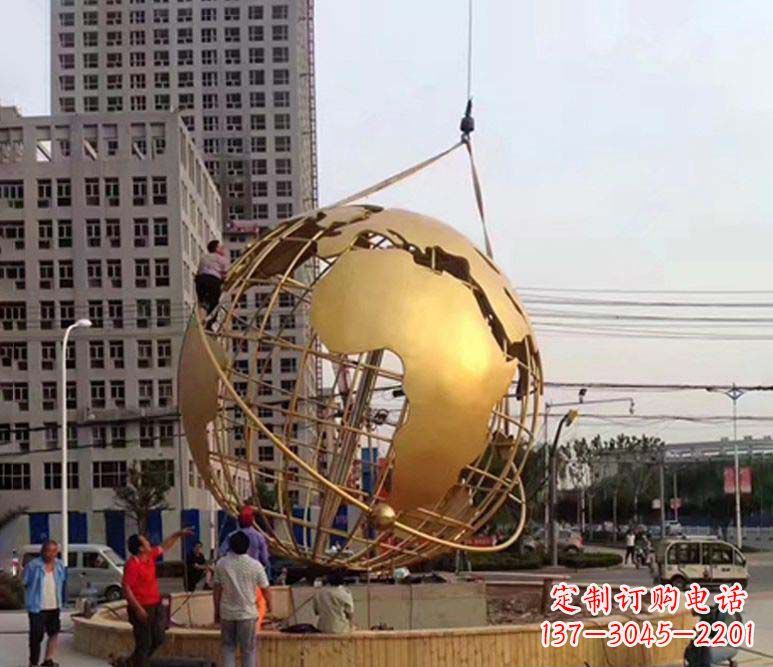 湖南城市之美不锈钢镂空地球仪雕塑