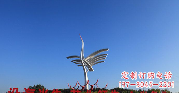 湖南城市抽象不锈钢仙鹤雕塑