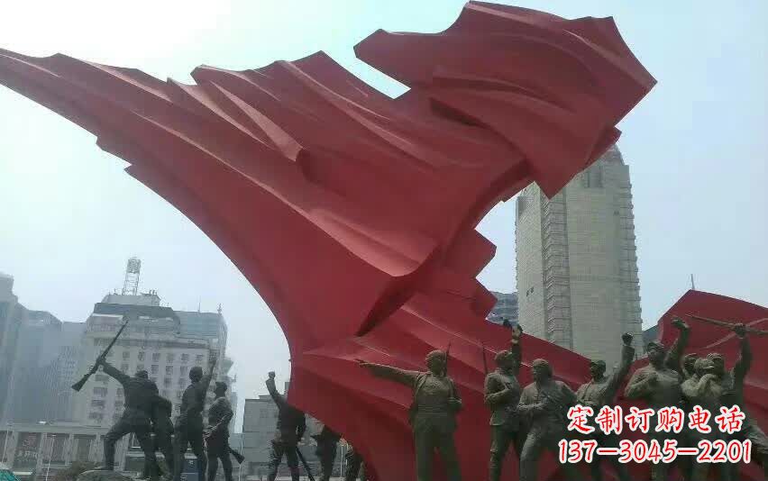 湖南城市大型不锈钢红军人物雕塑