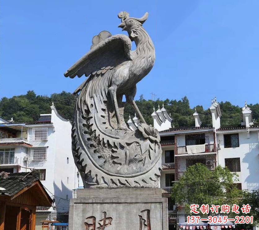 湖南城市景点凤凰石雕,青石石刻神兽雕塑