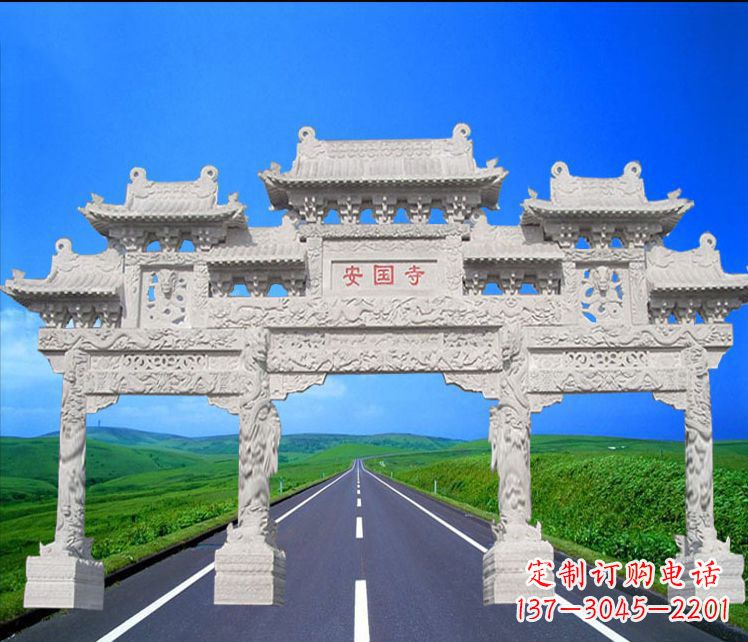 湖南城市中的石雕牌坊雕塑