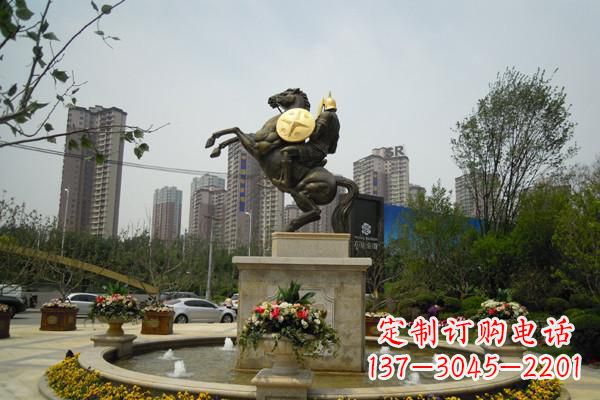 湖南城市铸造铜马战士雕塑