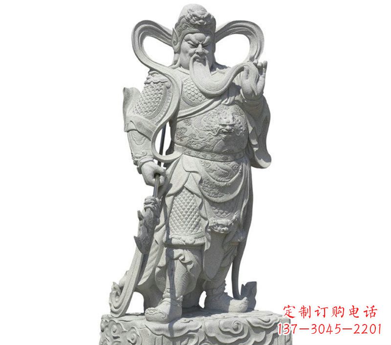 湖南持刀关公武财神石雕