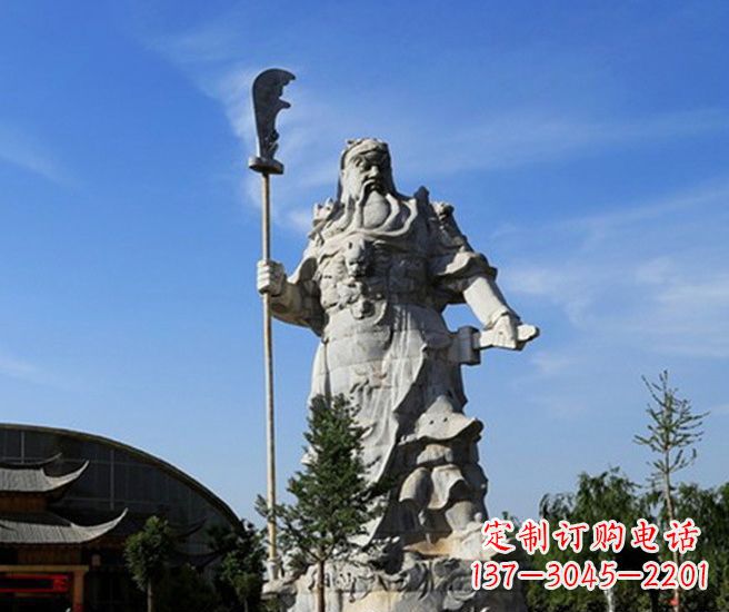 湖南持刀武财神关公石雕