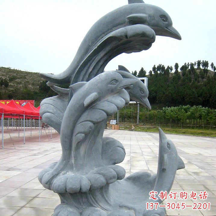 湖南冲浪海豚大理石雕塑