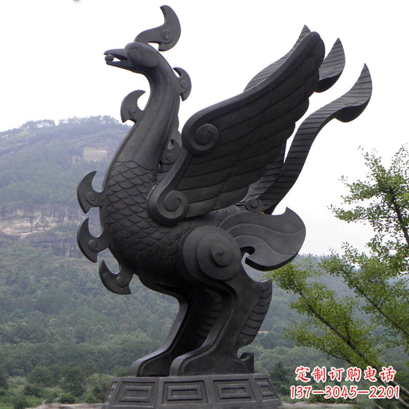 湖南抽象凤凰铜雕-景区景点上古神兽动物景观雕塑