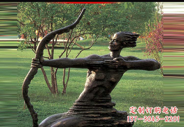 湖南古代神话中的后羿雕塑