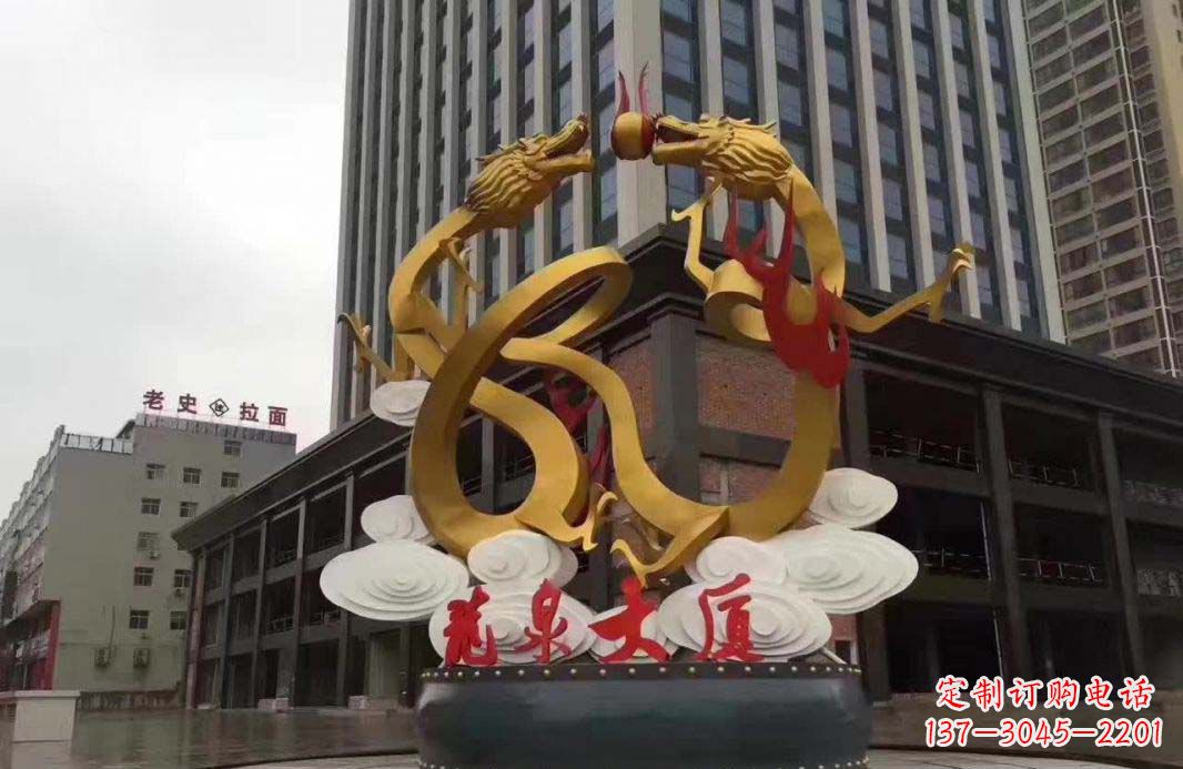 湖南精美的双龙戏珠不锈钢雕塑