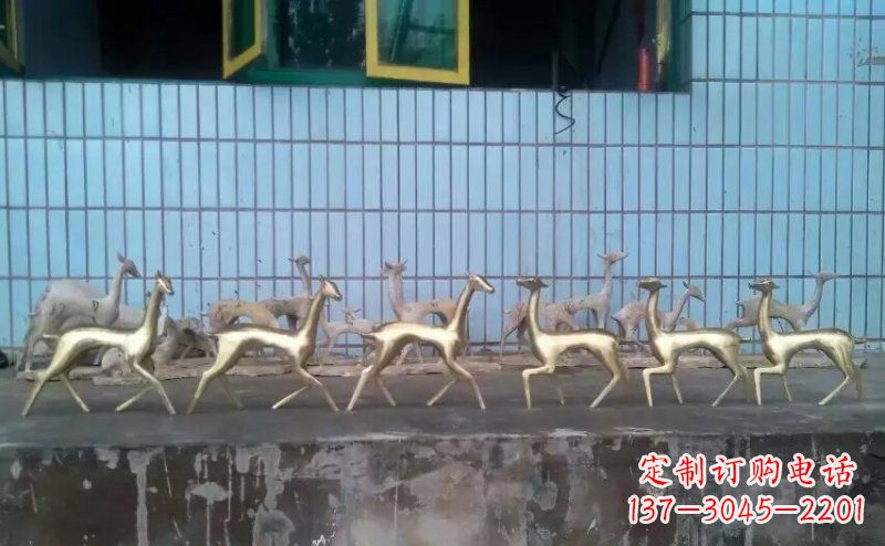湖南抽象小鹿公园动物铜雕