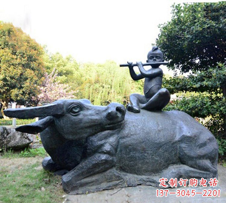 湖南吹笛牧童黄牛铜雕