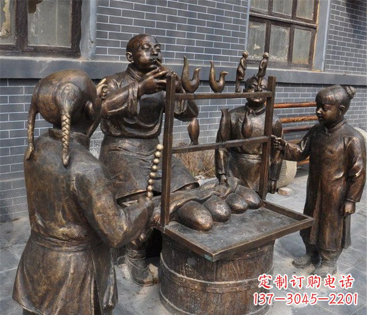 湖南吹糖人街边小品铜雕雕塑