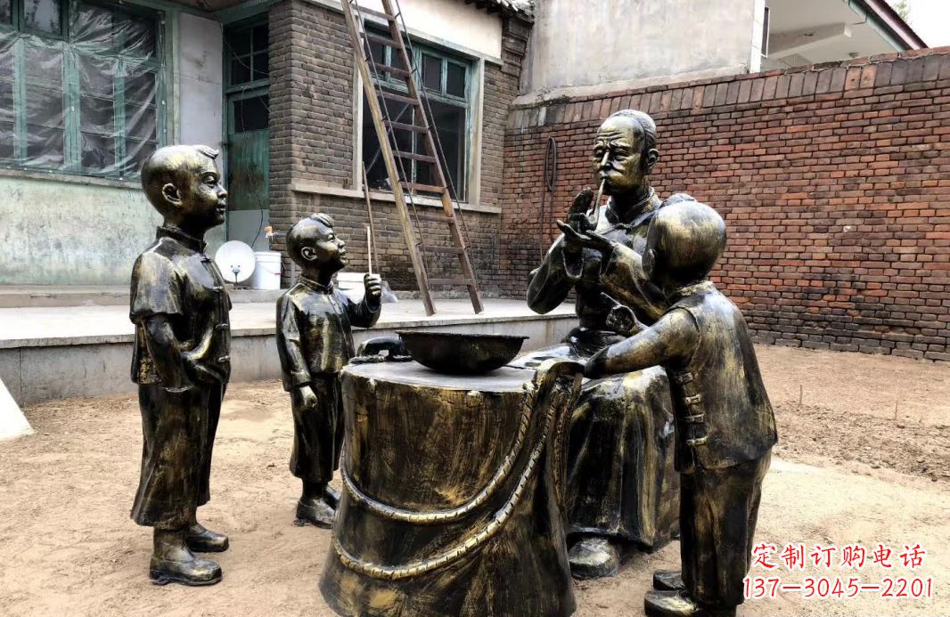 湖南吹糖人民俗铜雕12