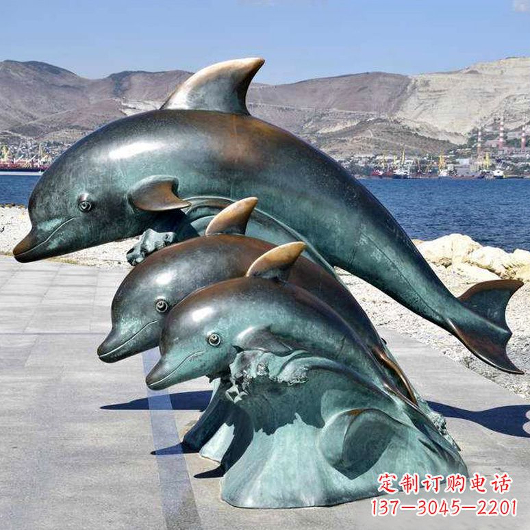 湖南纯铜海豚动物雕塑