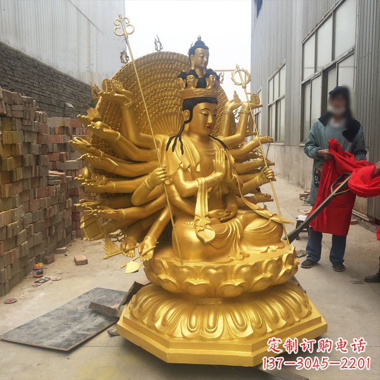 湖南纯铜鎏金千手观音