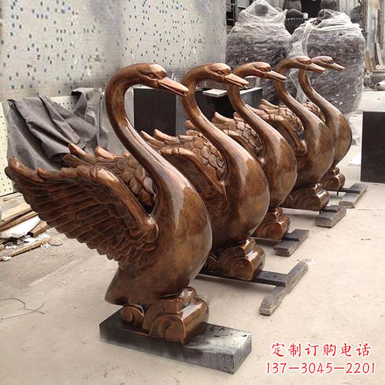 湖南纯铜喷水天鹅雕塑
