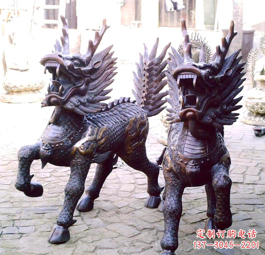 湖南纯铜麒麟铜雕
