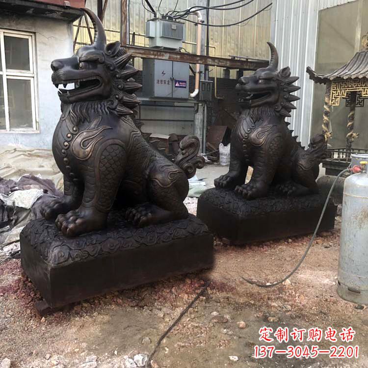 湖南精美纯铜獬豸雕塑中国古代神兽雕刻之美