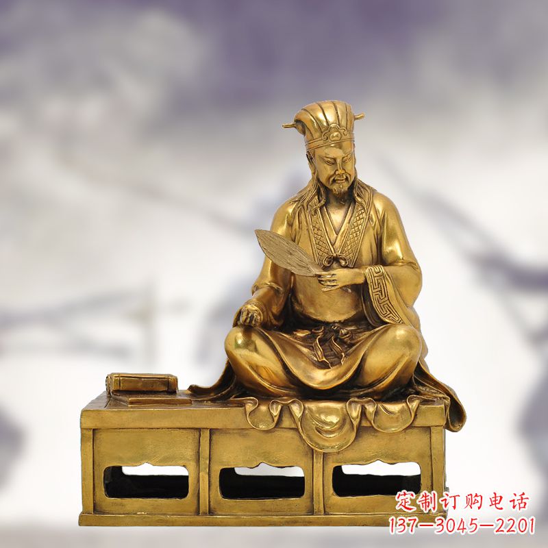湖南纯铜诸葛亮雕塑象征中国智慧
