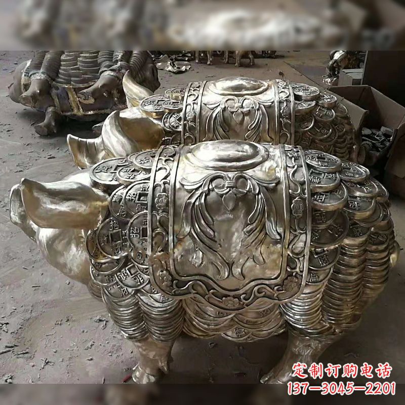 湖南纯铜铸造猪铜雕-招财生肖动物风水雕塑