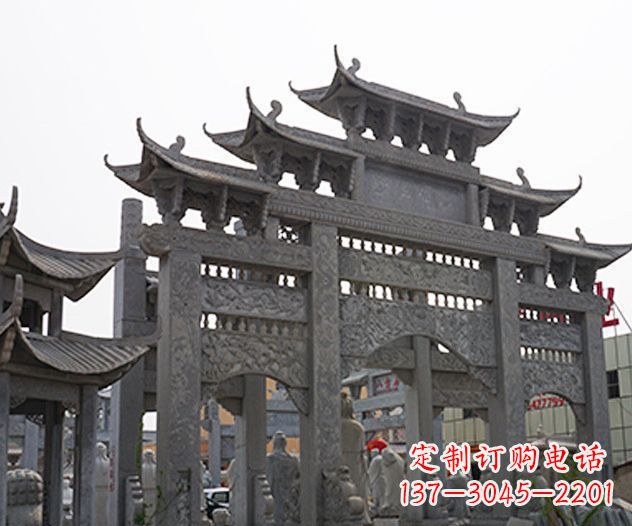 湖南村庄大型牌坊石雕