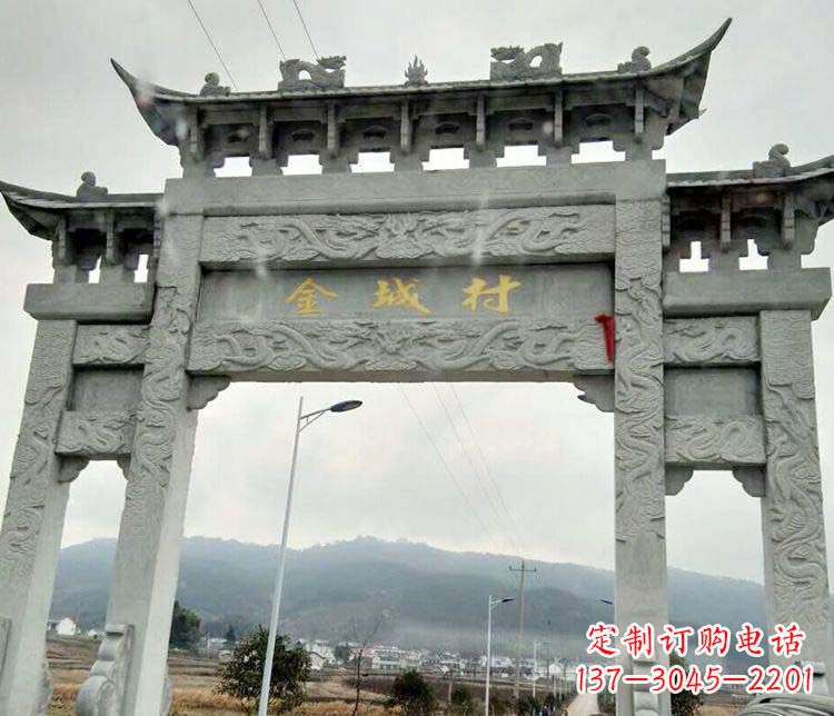 湖南村庄牌坊石雕 (2)