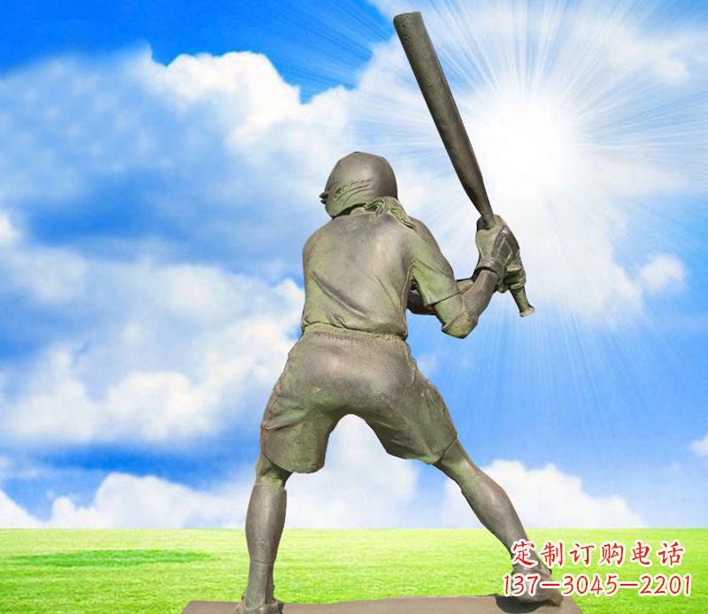 湖南打棒球公园人物铜雕