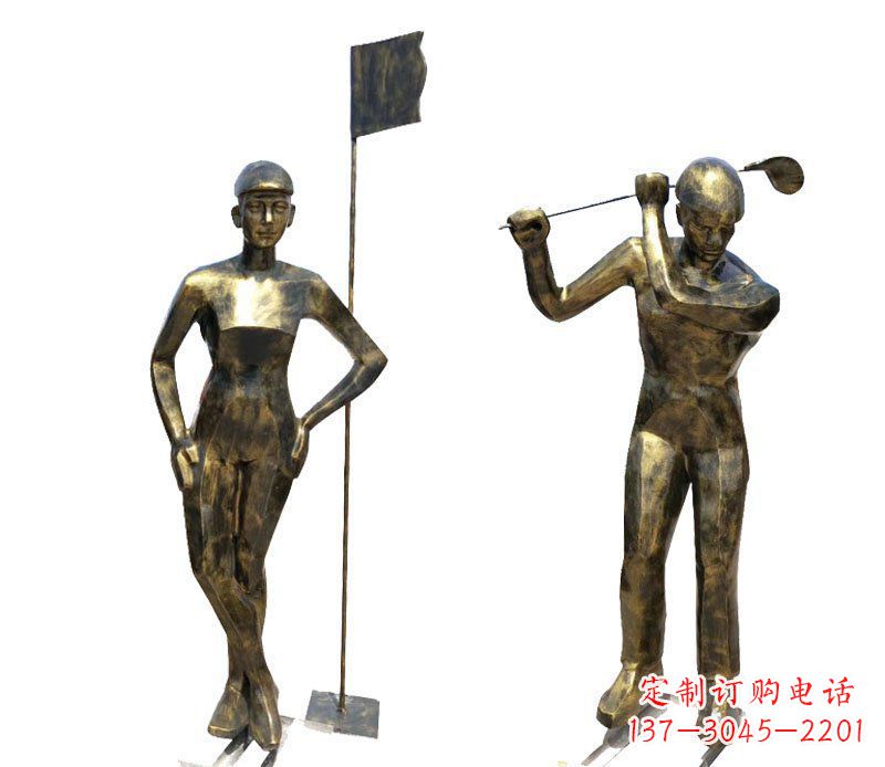 湖南打高尔夫人物广场景观铜雕摆件