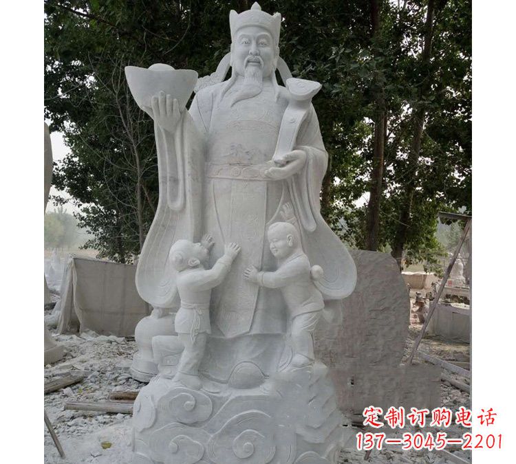 湖南大理石财神雕塑——守护家庭繁荣