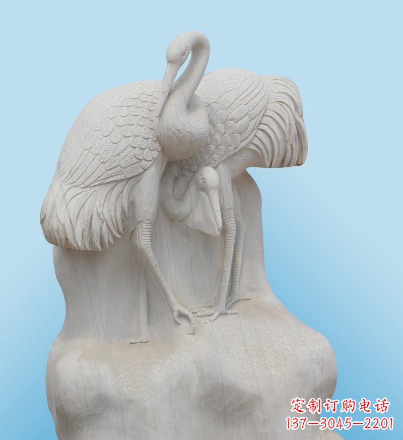 湖南大理石制作的丹顶鹤雕塑