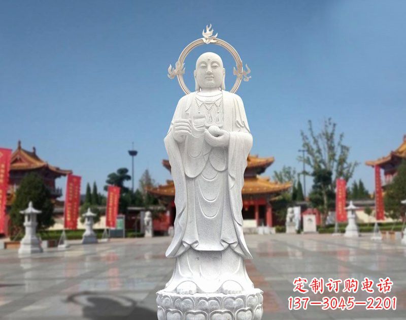 湖南大理石地藏菩萨雕塑象征佛法的传承