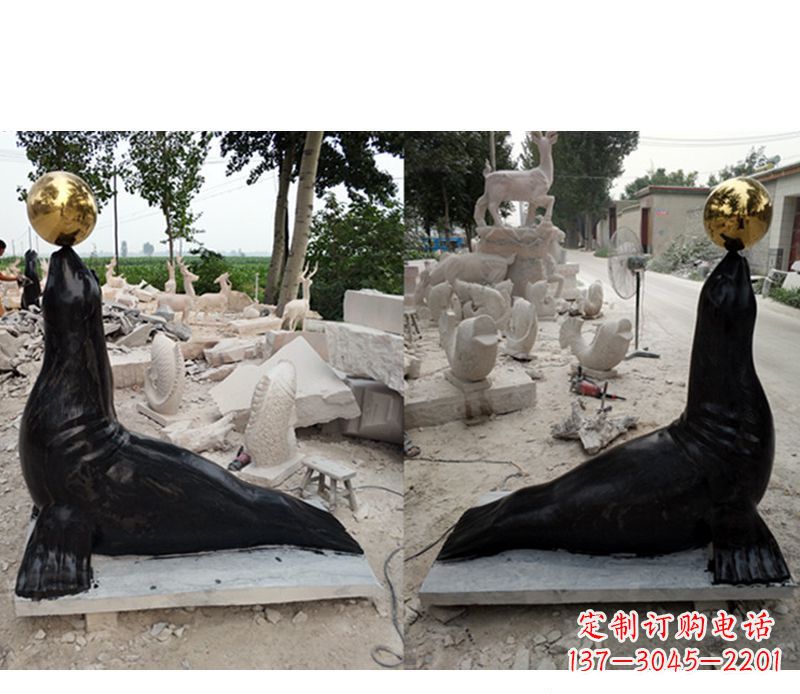 湖南大理石海豹雕塑