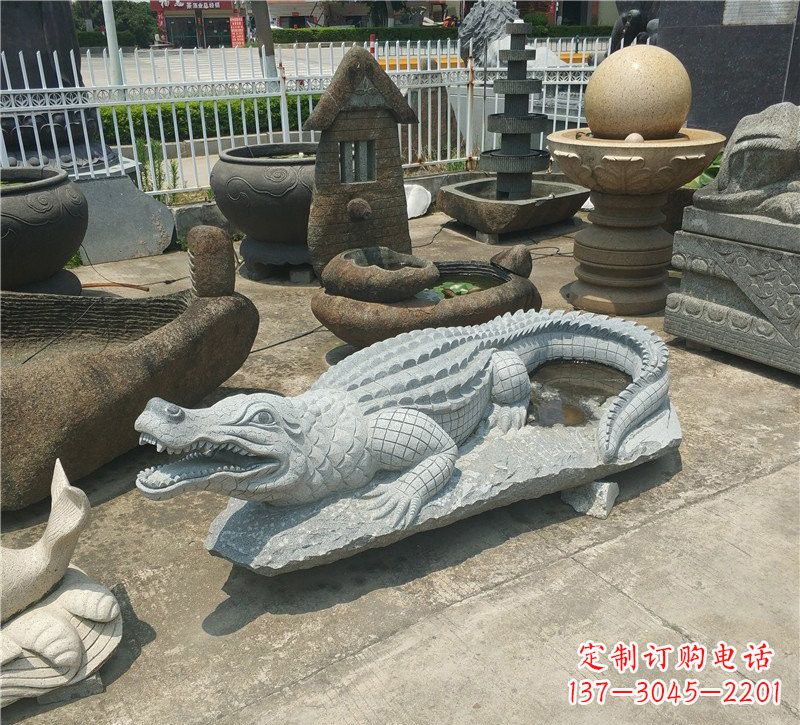 湖南动物雕塑大理石鳄鱼