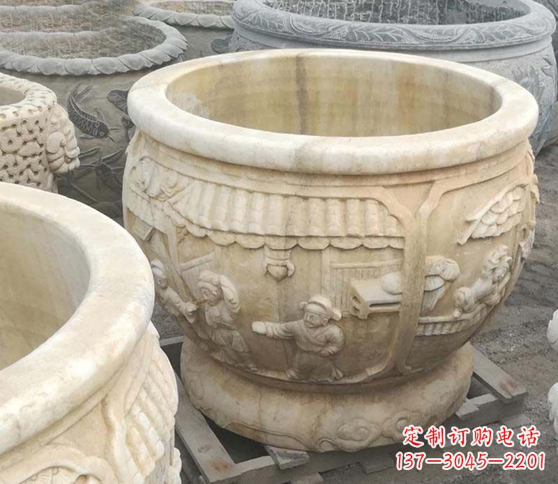 湖南雕刻精美的大理石儿童水缸