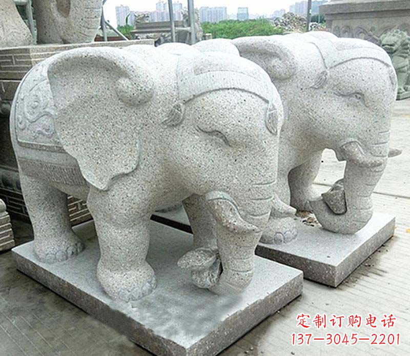 湖南大理石制作的精美招财大象雕塑