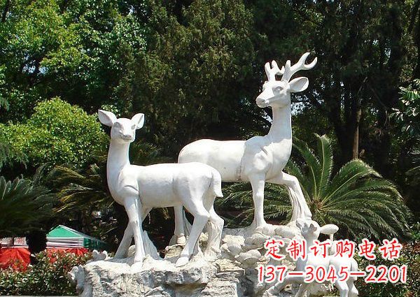 湖南大理石公园动物小鹿石雕