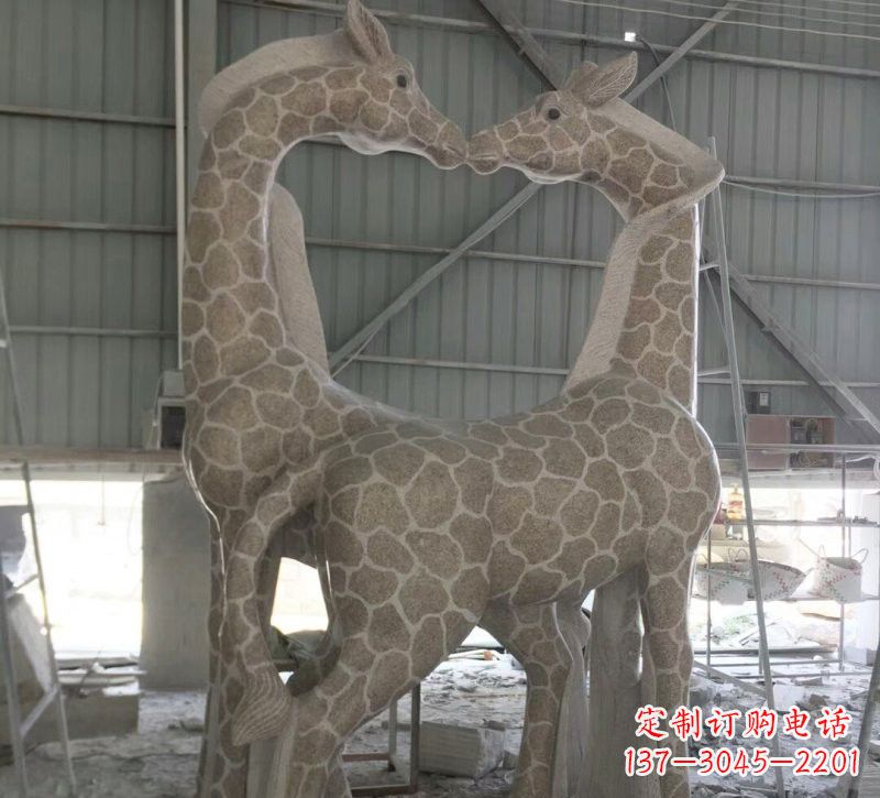 湖南大理石艺术精美长颈鹿雕塑
