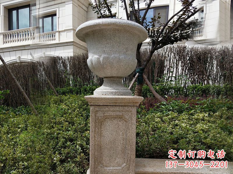 湖南大理石花钵小区花盆石雕