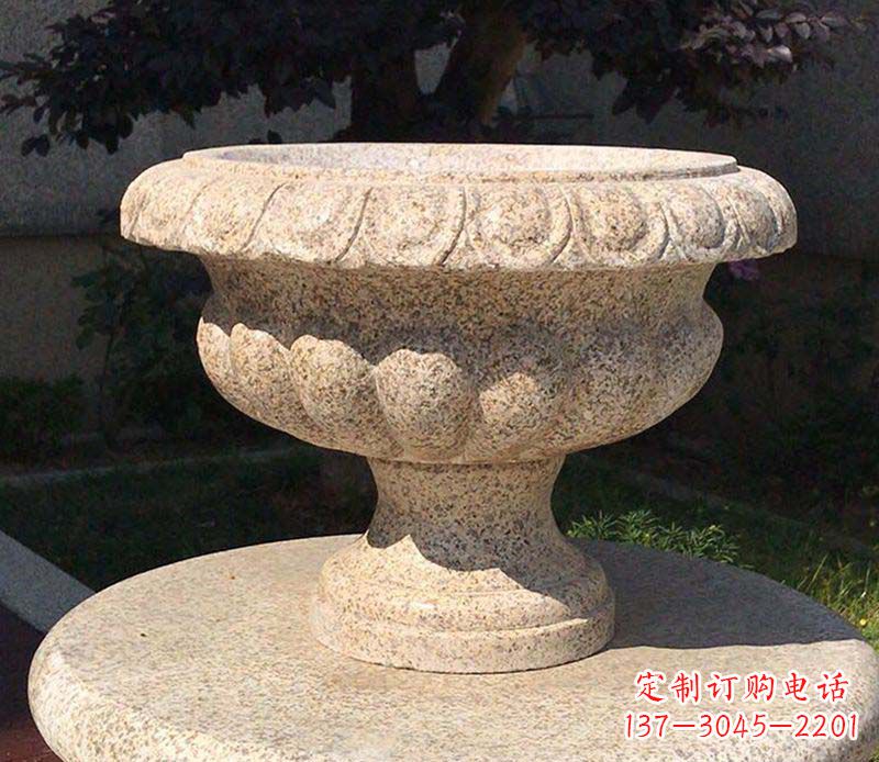 湖南大理石花钵公园花盆石雕