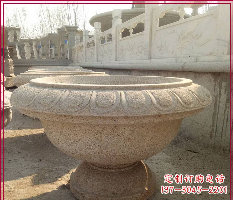 湖南大理石花盆公园石雕