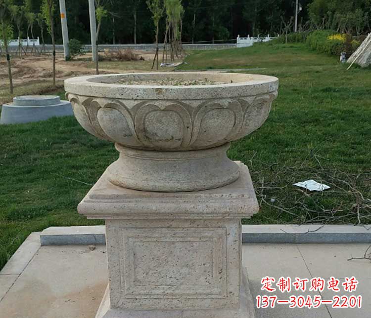 湖南大理石花盆石雕