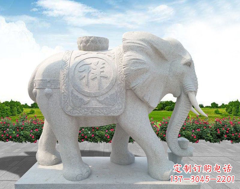 湖南精美大理石大象雕塑