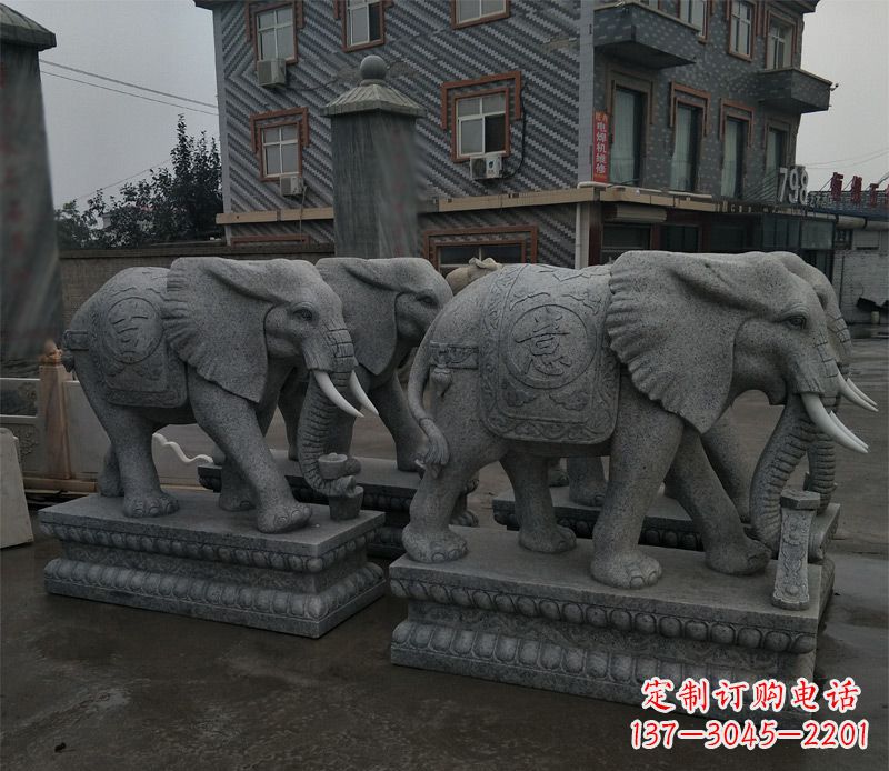 湖南大理石吉祥如意大象门口石雕