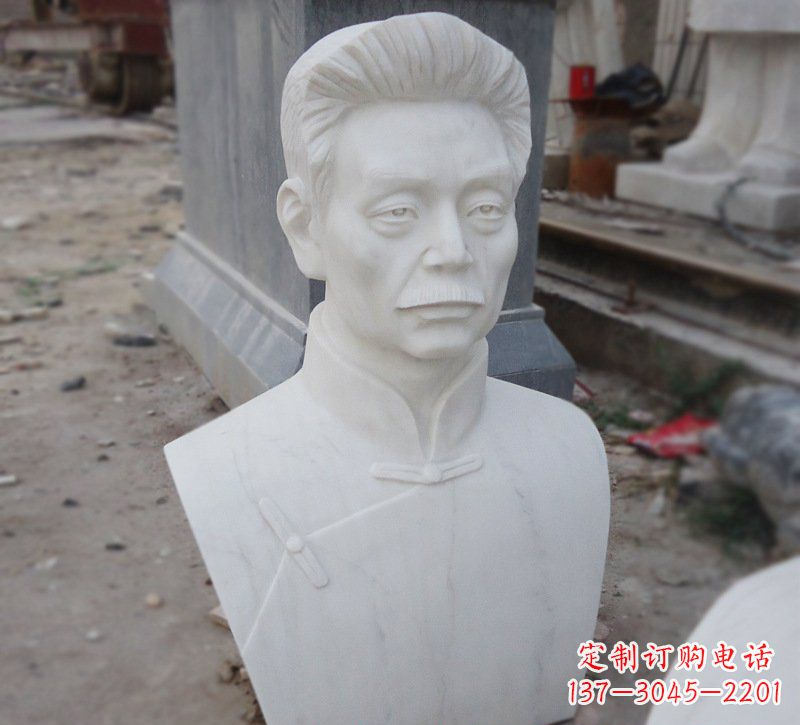 湖南大理石近代名人鲁迅头像雕塑