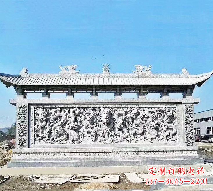 湖南大理石九龙壁雕塑