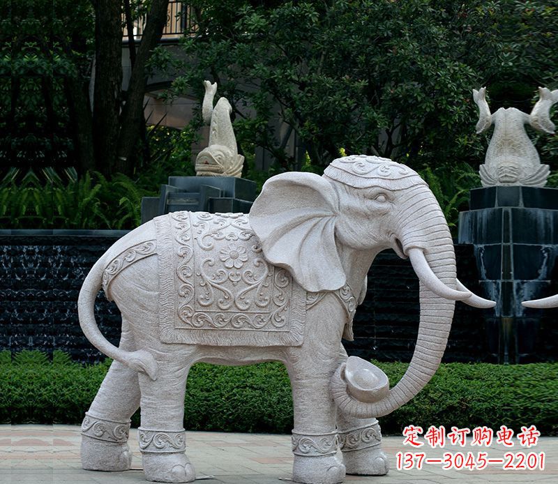 湖南以大理石为材料的完美大象雕塑