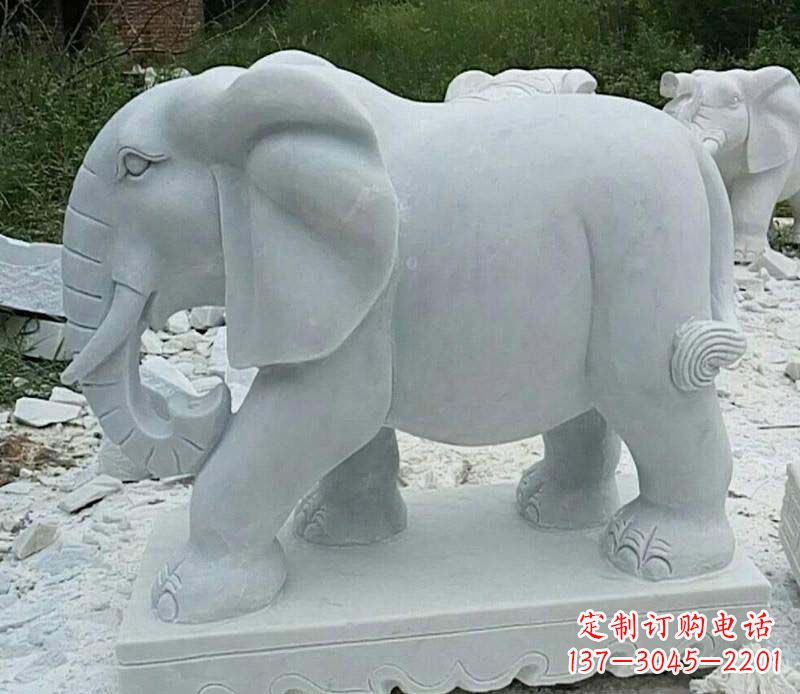 湖南精雕细琢的大理石大象雕塑