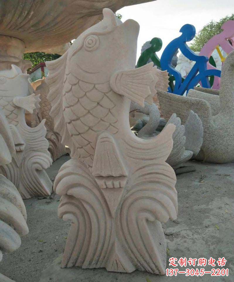 湖南大理石鲤鱼喷泉雕塑